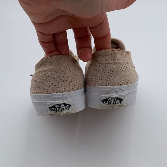 Vans woman’s dusty rose pink Perforated Slip-On Suede leather shoes size 7.5 - Picture 7 of 10